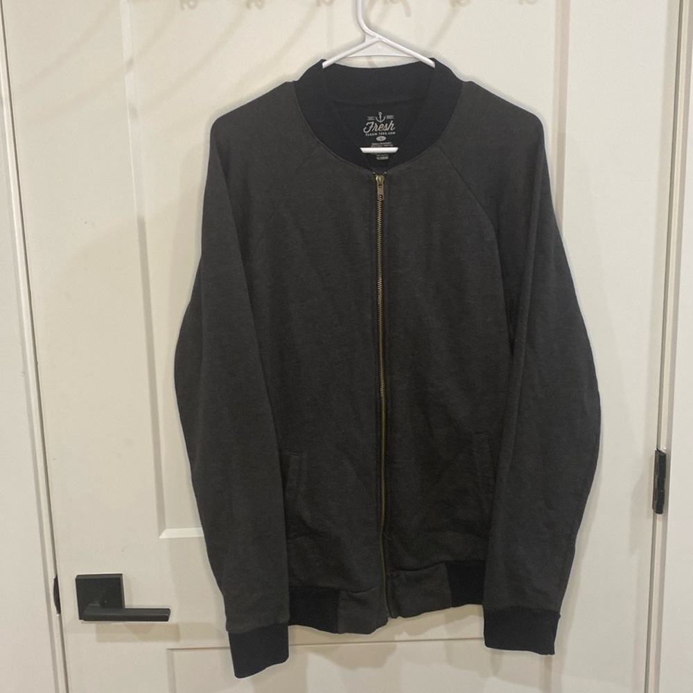 Fresh Clean Tees Mens Full-Zip Long Sleeve Jacket Gray Size L